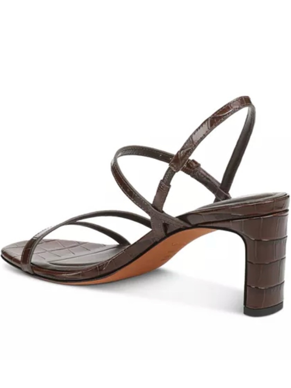 Vince Marcela Women’s Brown Croc Embossed Strappy Block Mid Heel Sandal NEW - Picture 5 of 6